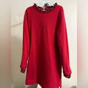 Vineyard Vines Tartan Plaid Ruffle Neck Sweatshirt Dress